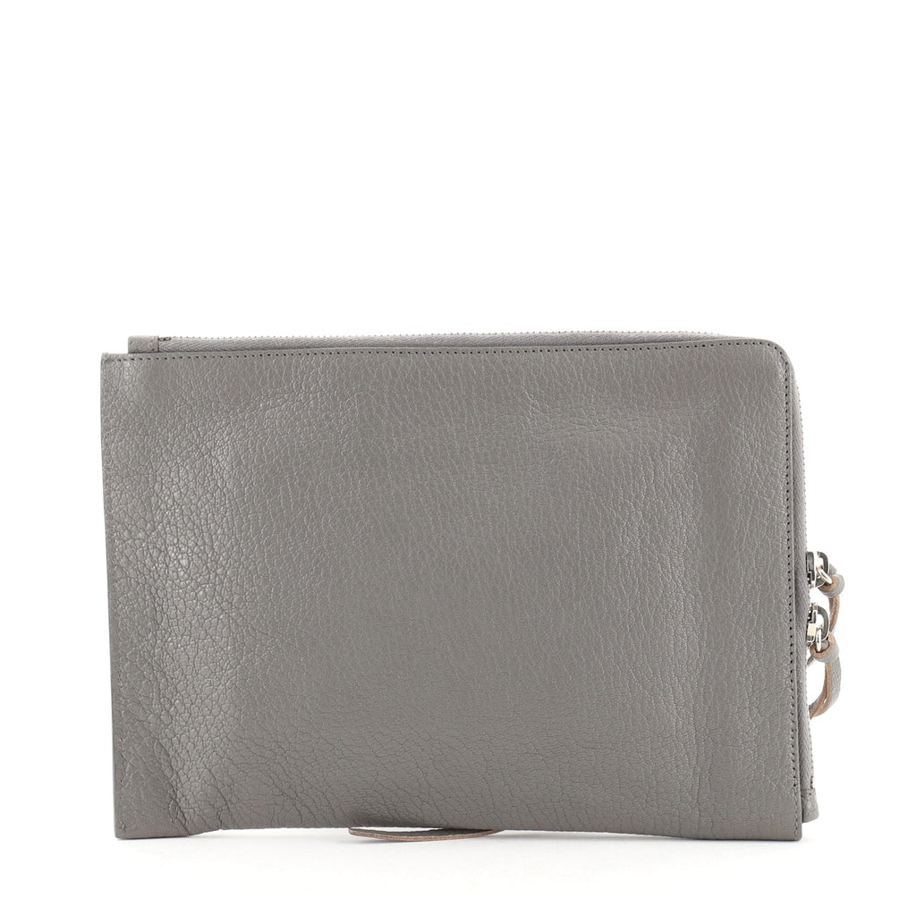 Zip Around Classic Metallic Edge Clutch Leather Small