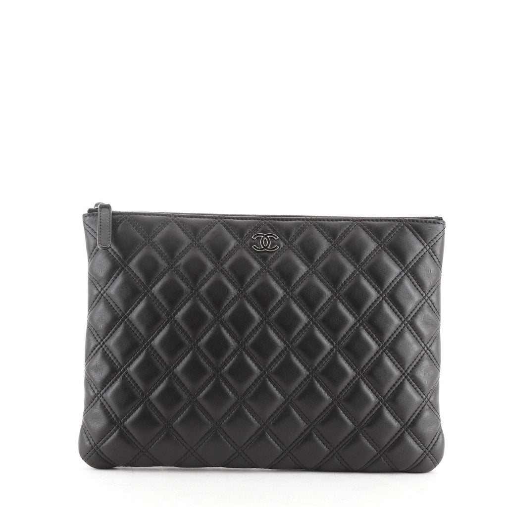 Double Stitch O Case Clutch Lambskin Medium