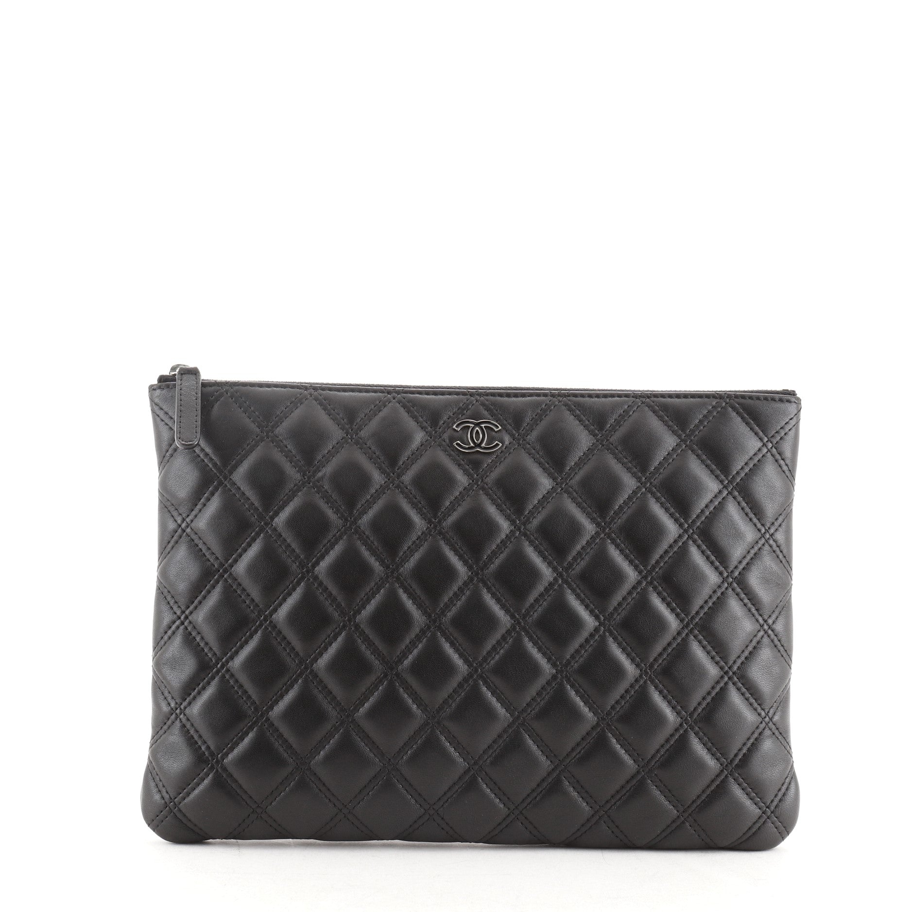 Double Stitch O Case Clutch Lambskin Medium