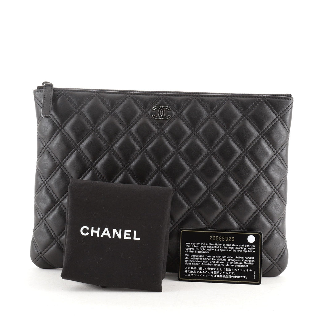 Double Stitch O Case Clutch Lambskin Medium