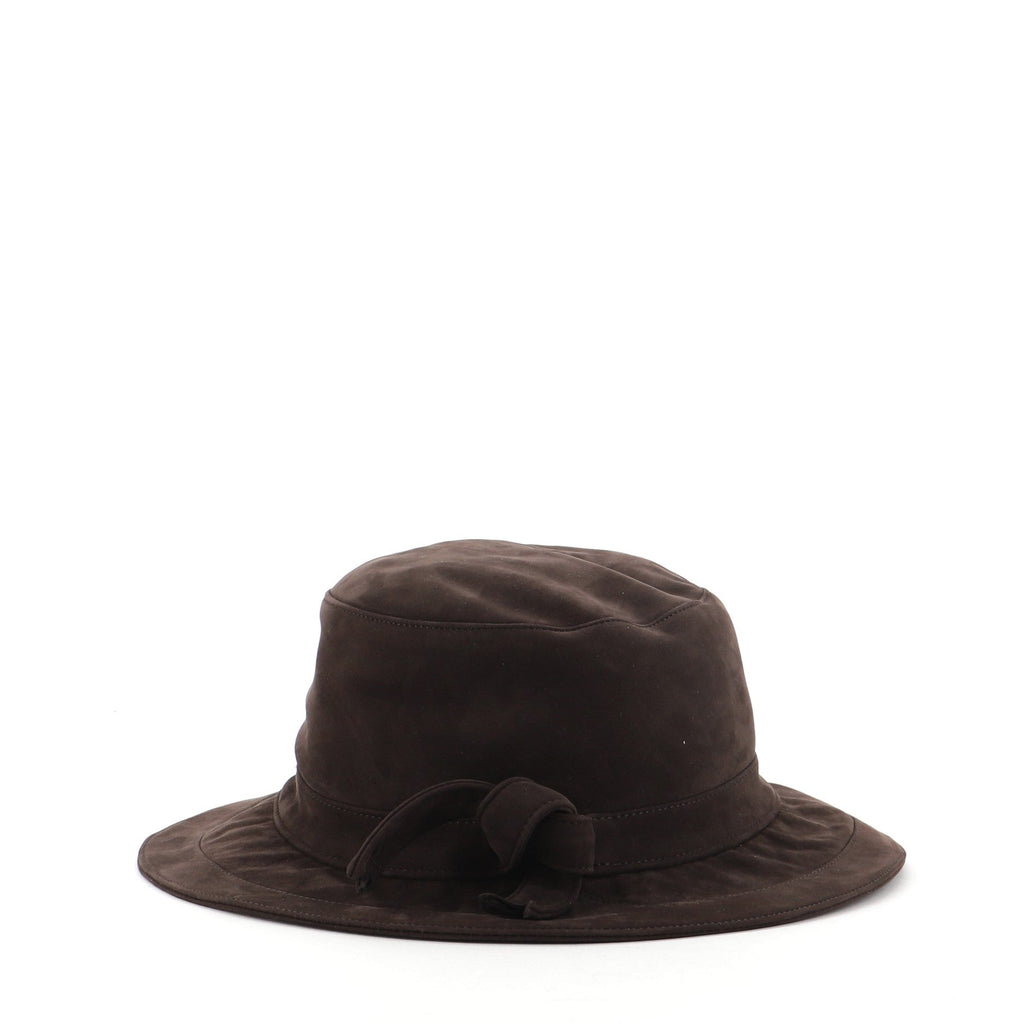 Bow Cloche Hat Suede Large