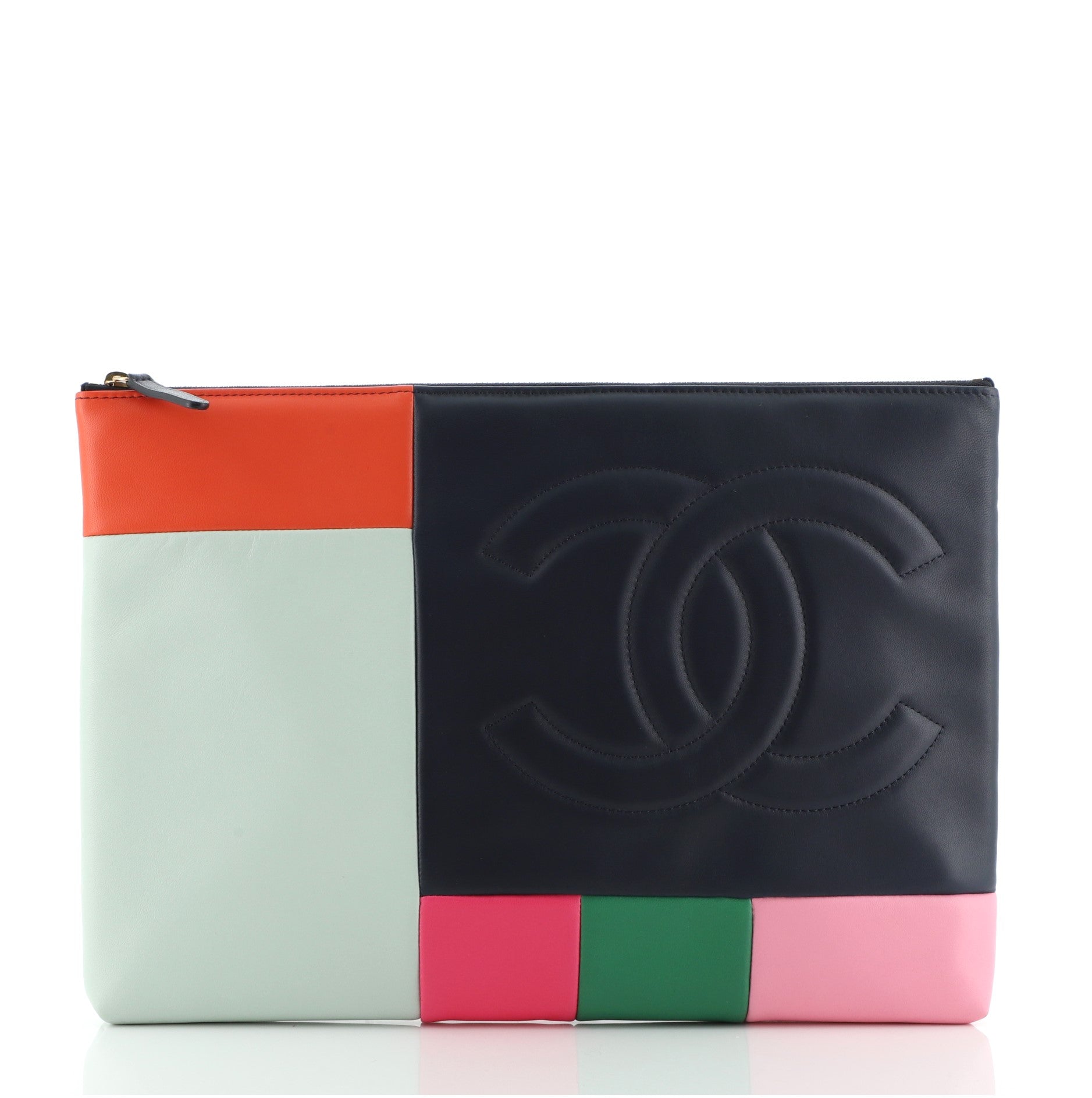 O Case Clutch Colorblock Leather Large