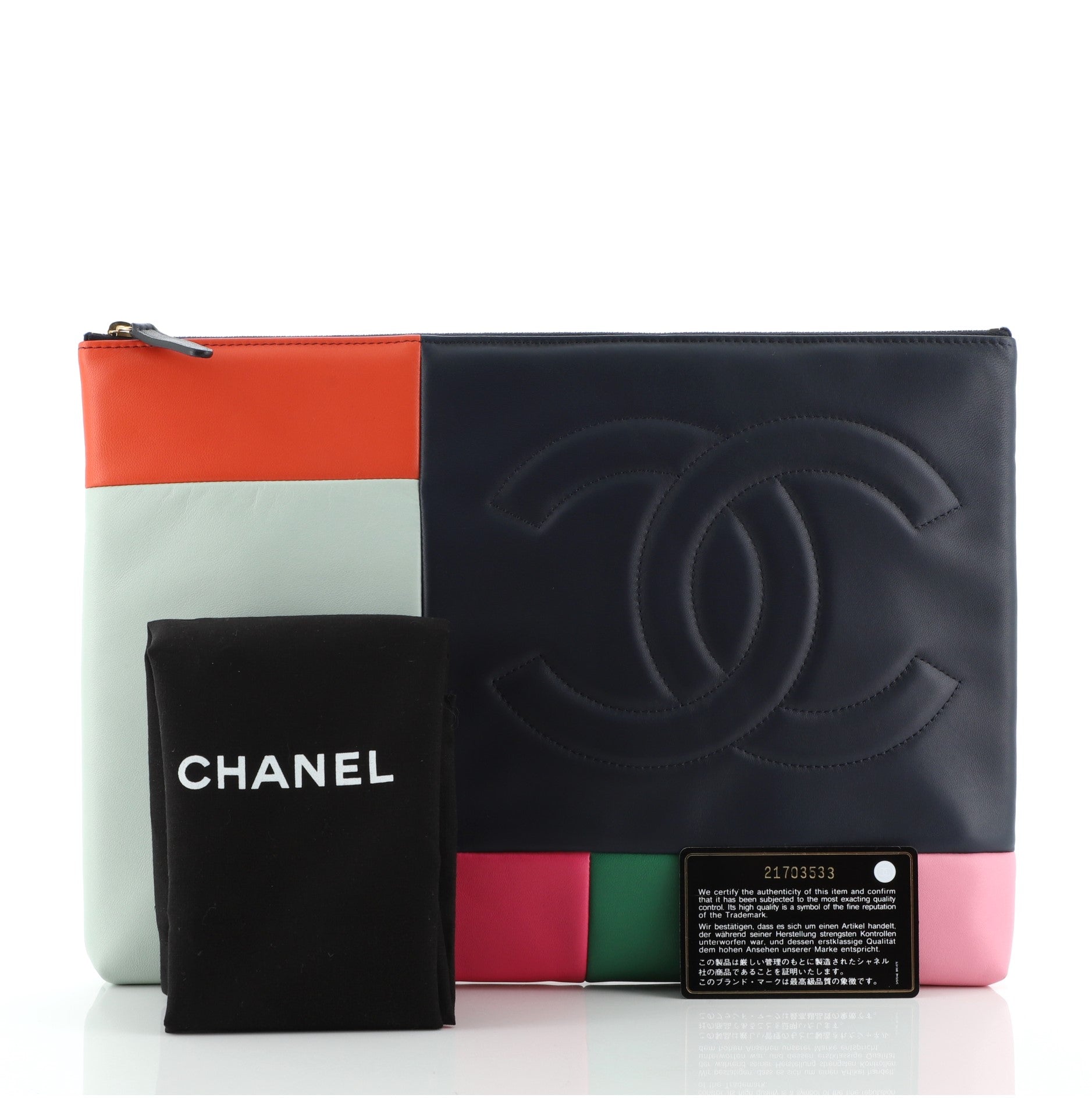 O Case Clutch Colorblock Leather Large