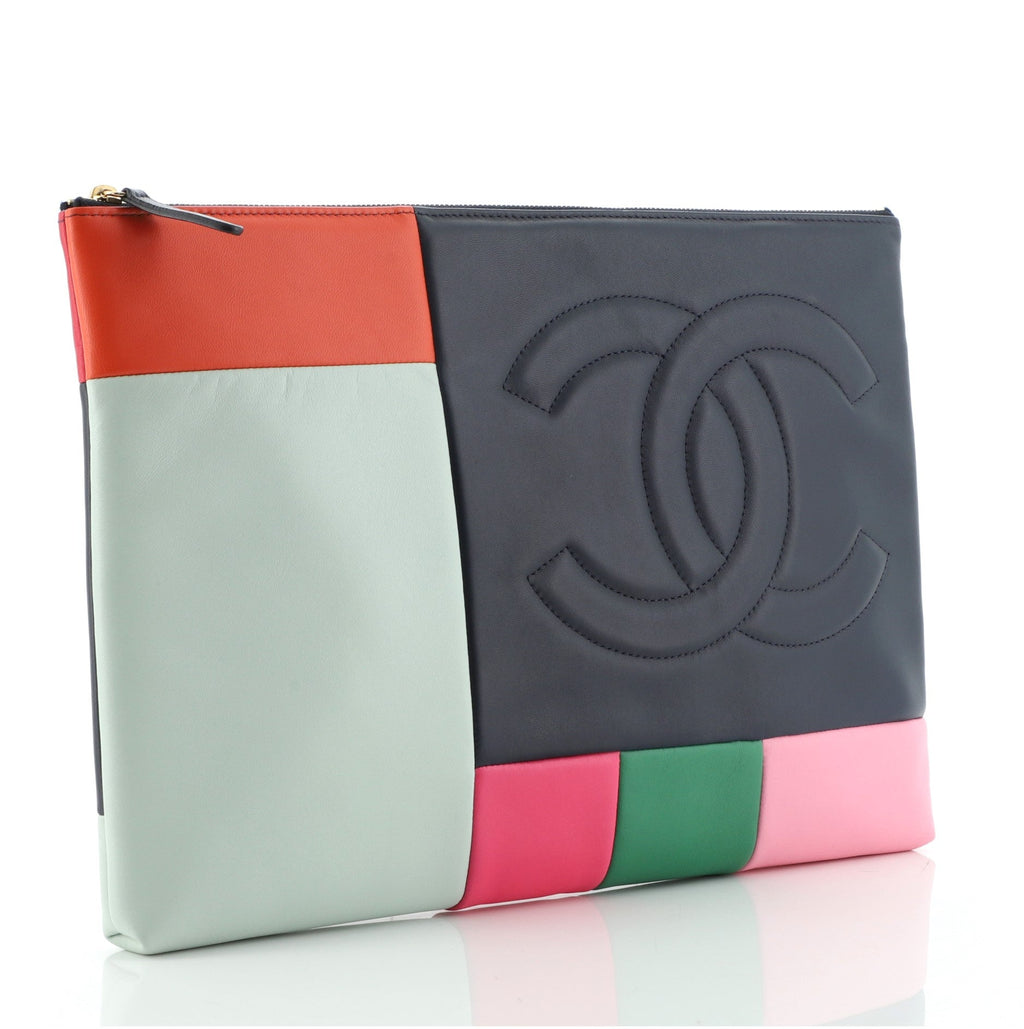 O Case Clutch Colorblock Leather Large