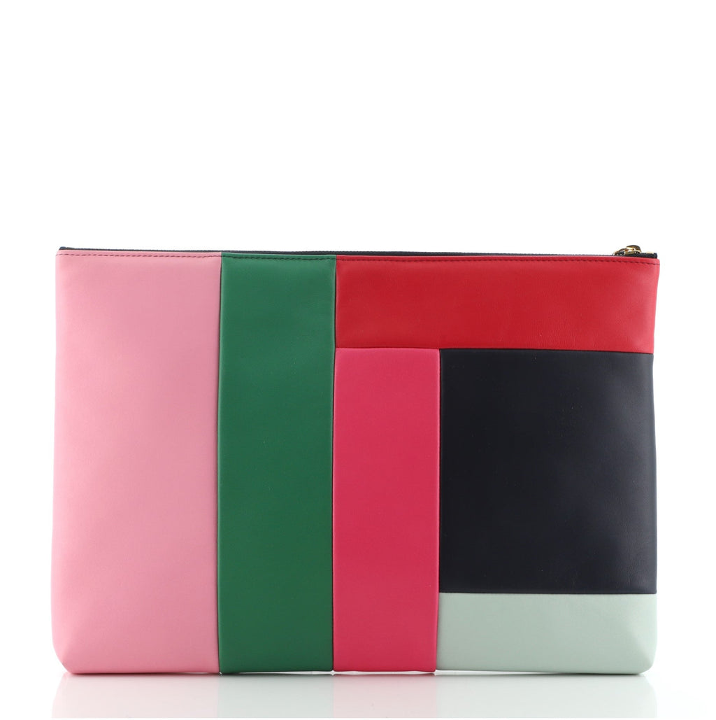 O Case Clutch Colorblock Leather Large