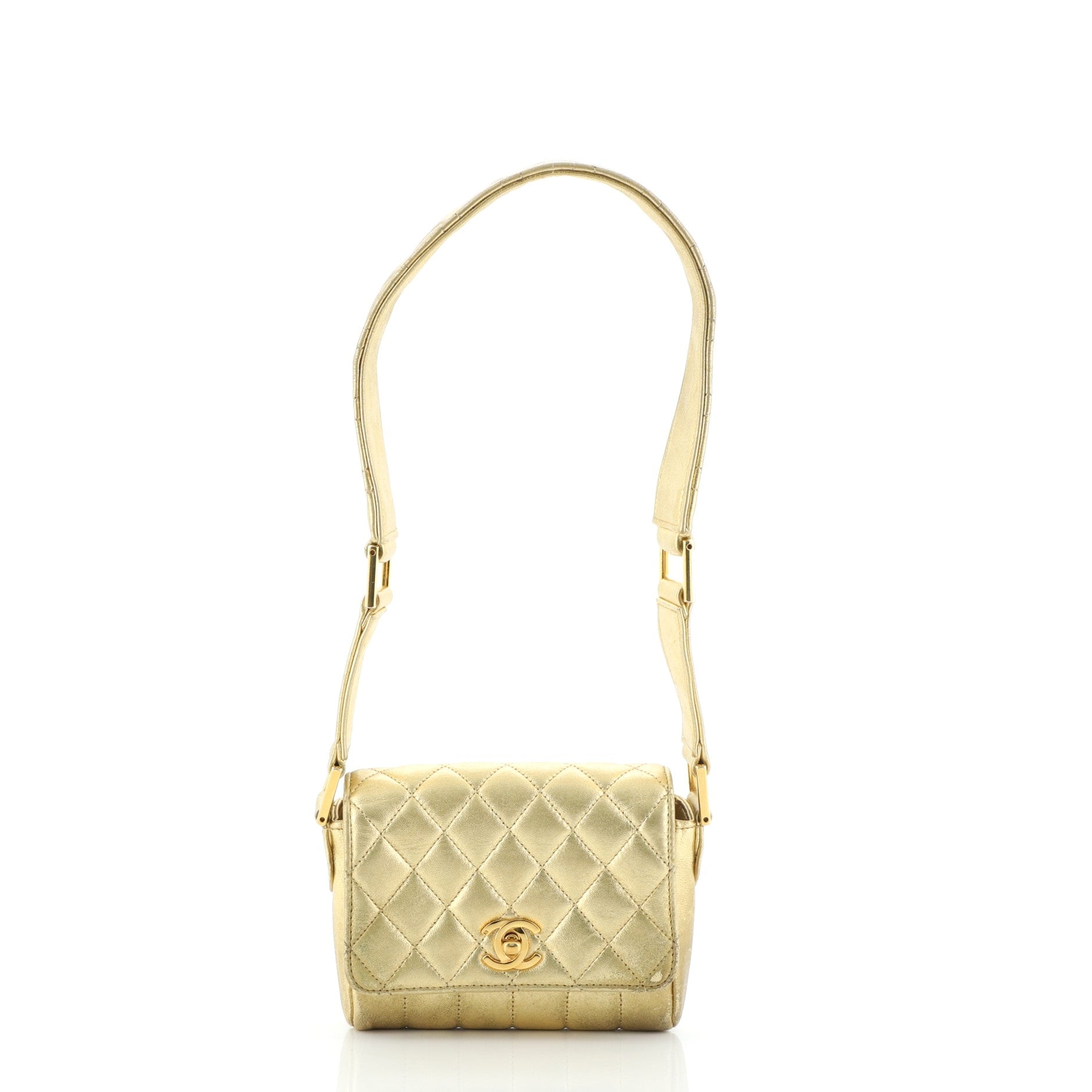 Vintage CC Flap Shoulder Bag Quilted Lambskin Mini