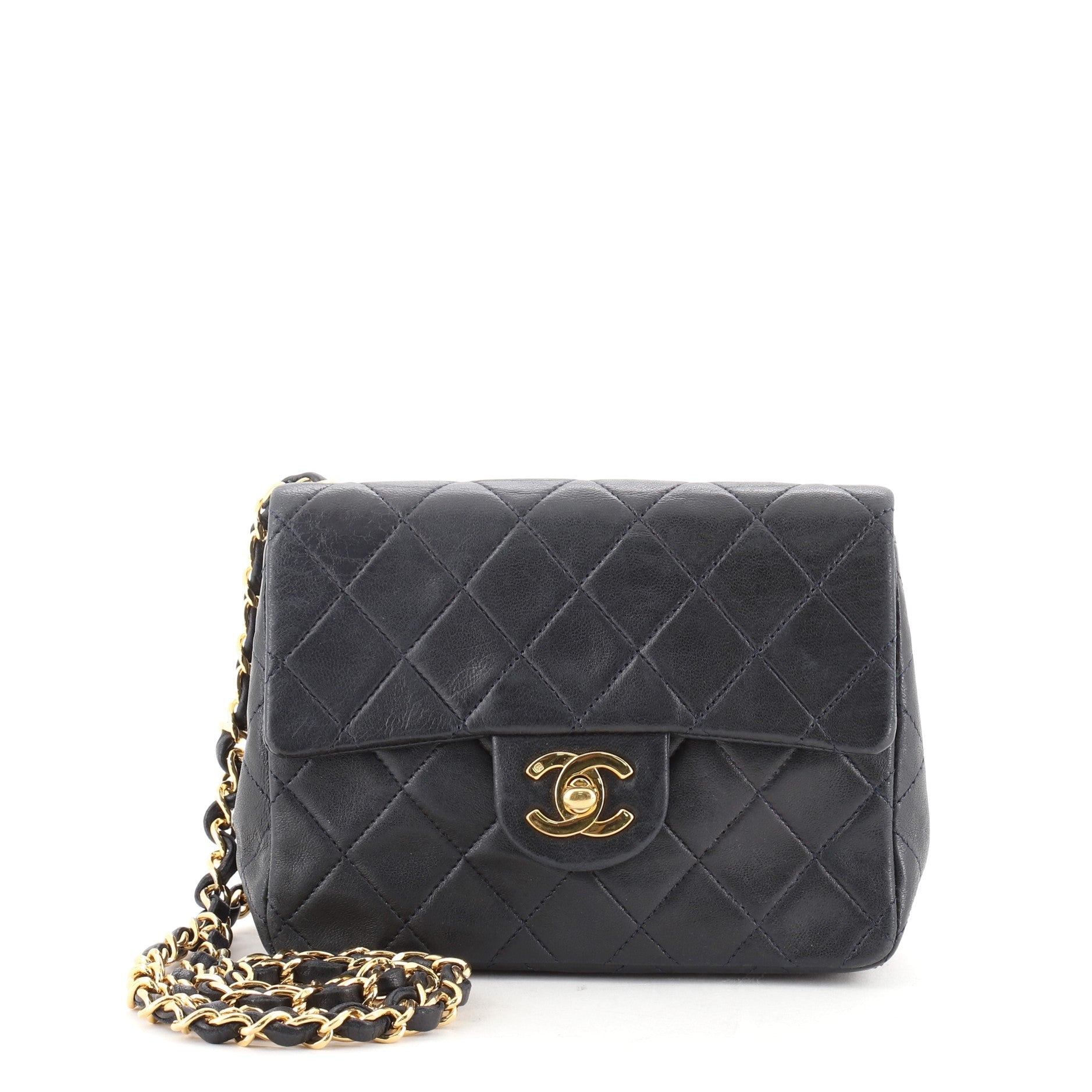 Vintage Square Classic Single Flap Bag Quilted Lambskin Mini