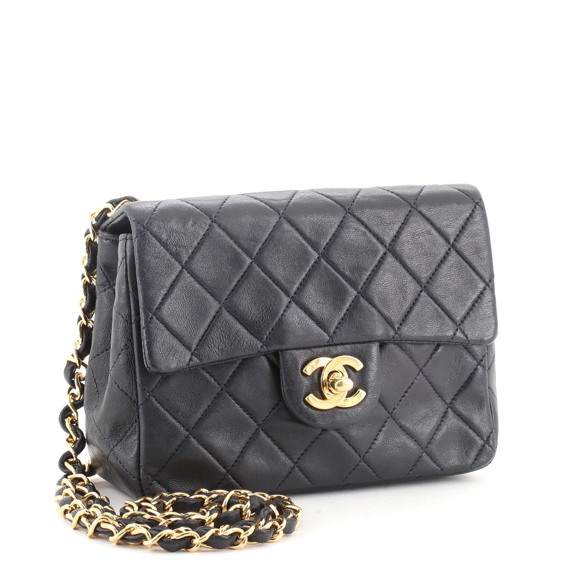 Vintage Square Classic Single Flap Bag Quilted Lambskin Mini