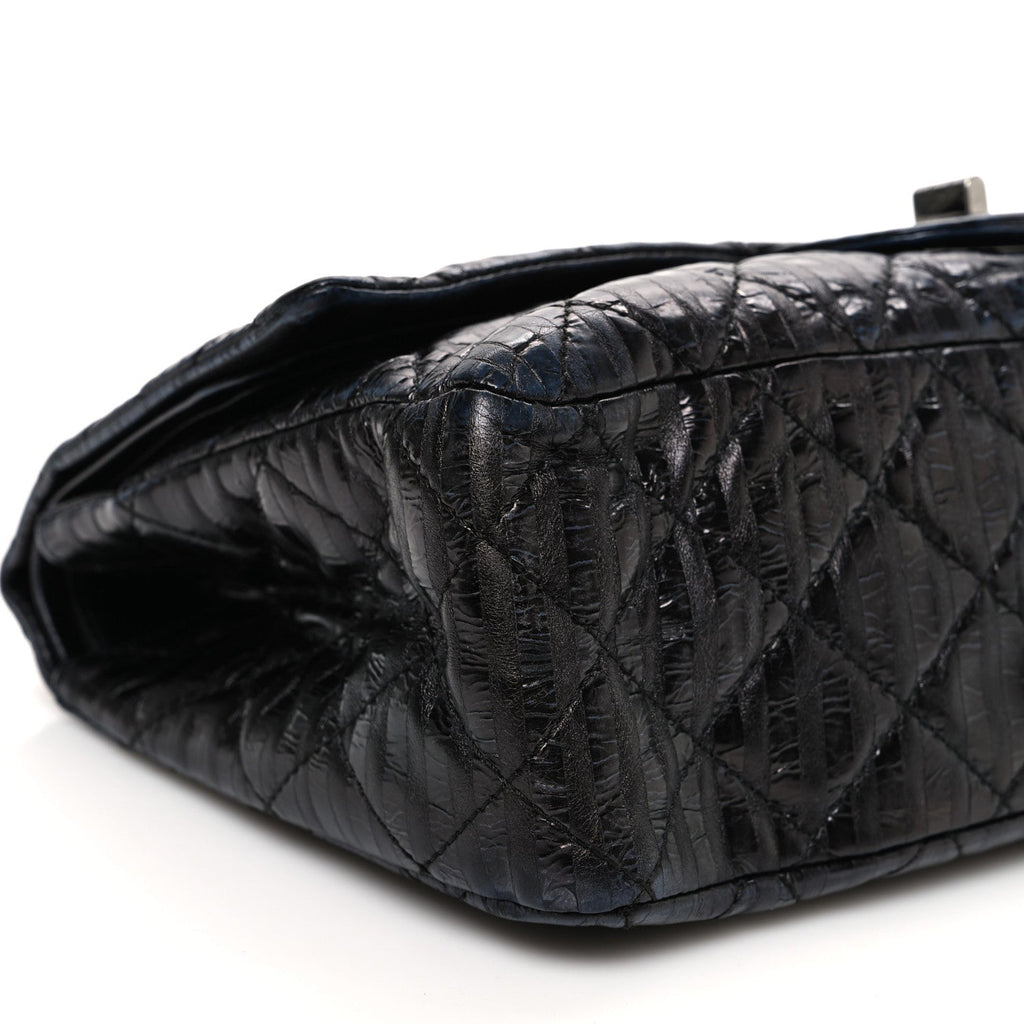 Metallic Calfskin Striped 2.55 Reissue 227 Flap Black