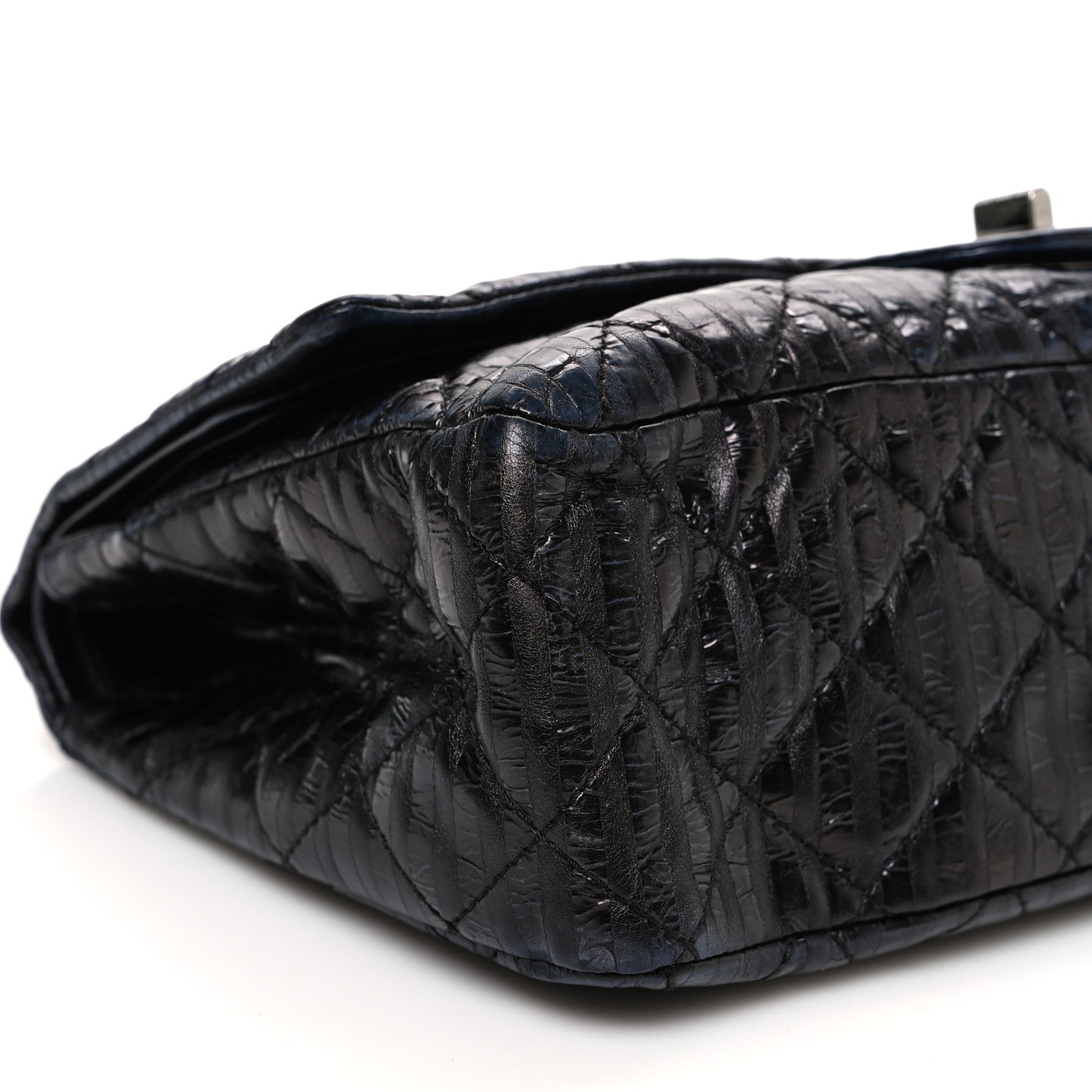 Metallic Calfskin Striped 2.55 Reissue 227 Flap Black