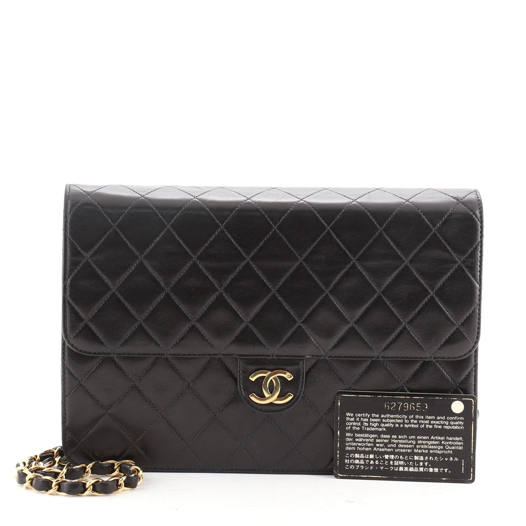 Vintage Clutch with Chain Quilted Leather Medium