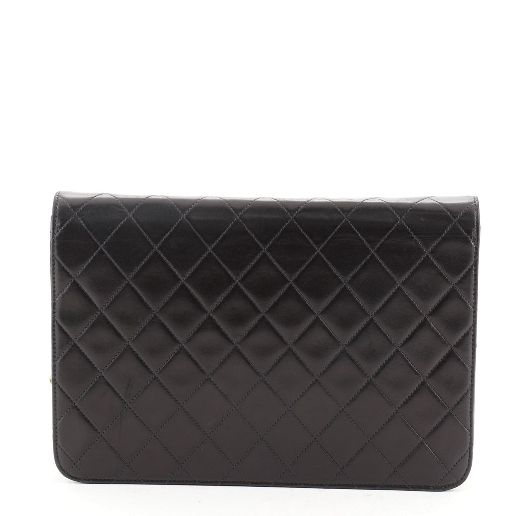 Vintage Clutch with Chain Quilted Leather Medium