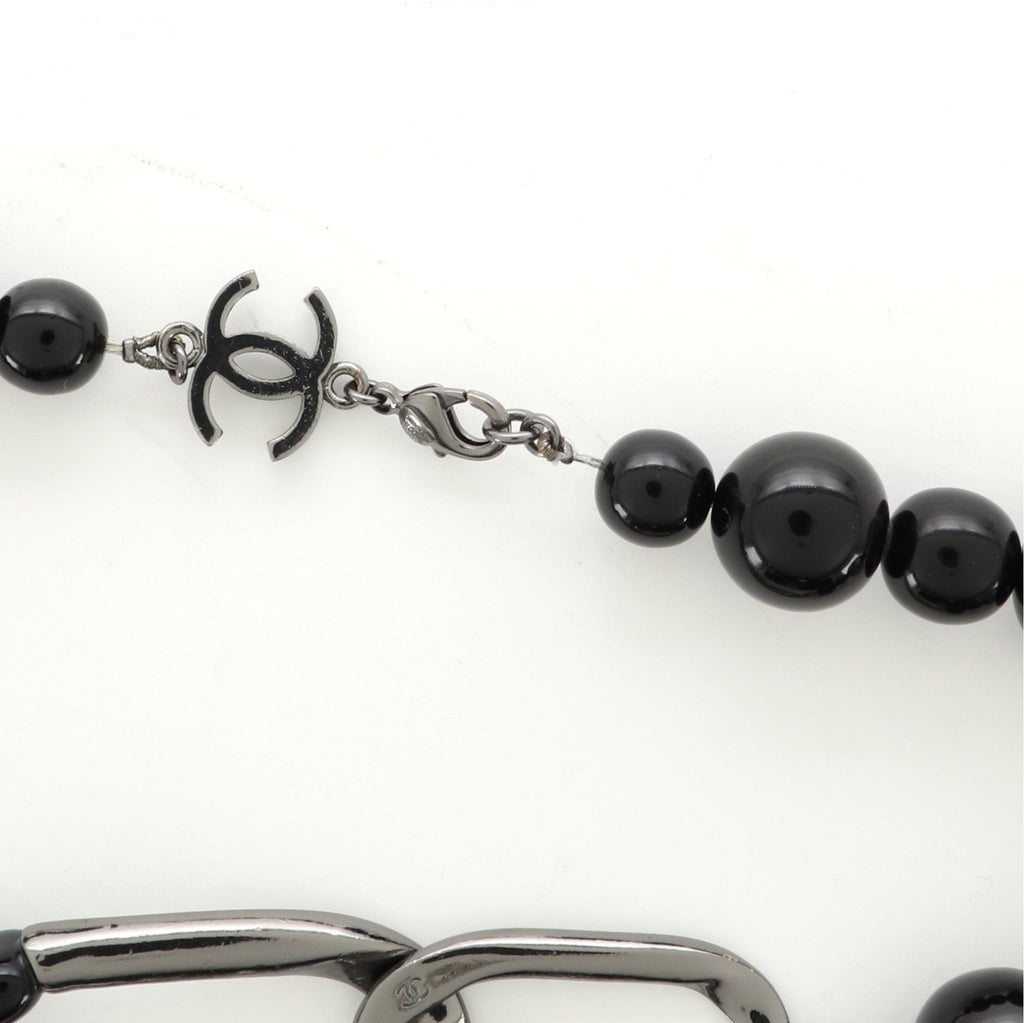 Beaded Long Necklace Ruthenium
