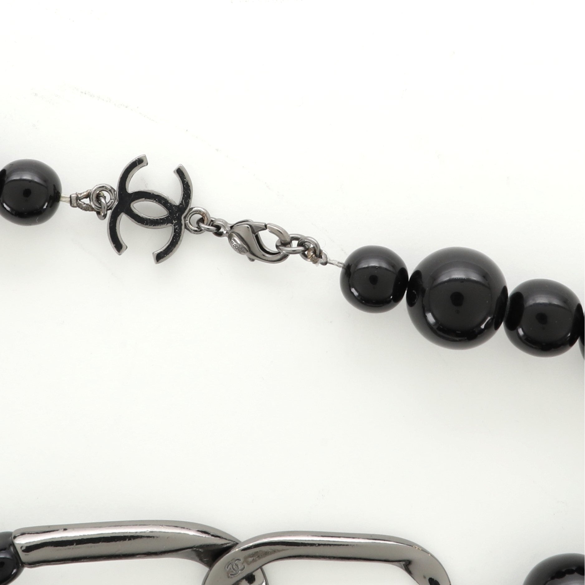 Beaded Long Necklace Ruthenium