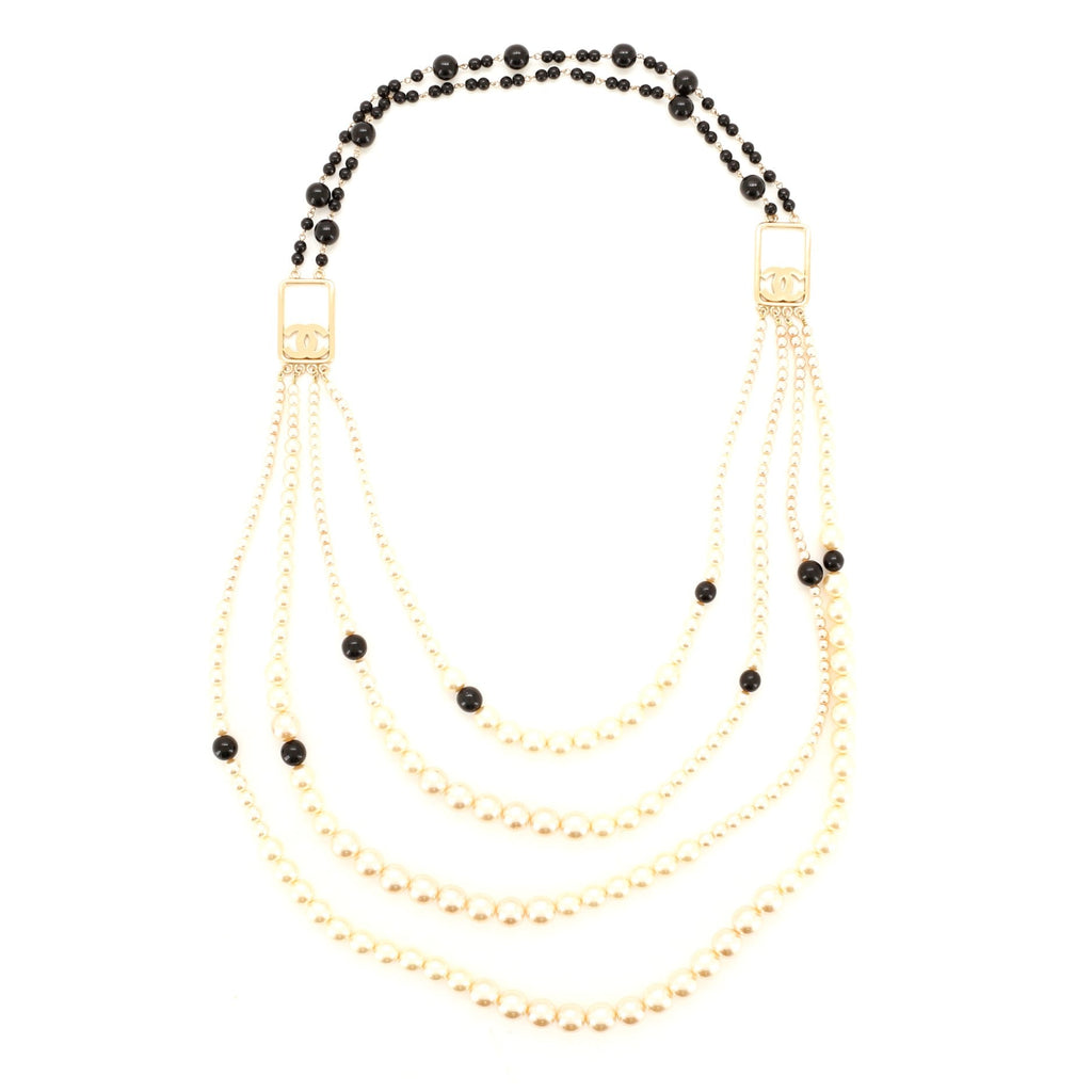 CC Multiple Strand Necklace Faux Pearls and Beads