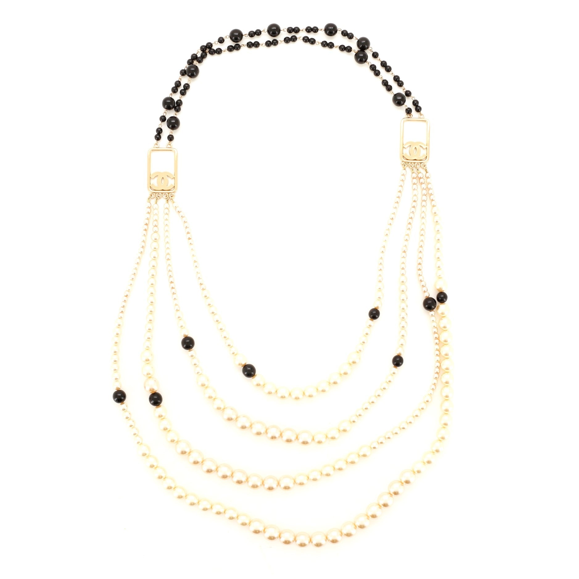 CC Multiple Strand Necklace Faux Pearls and Beads