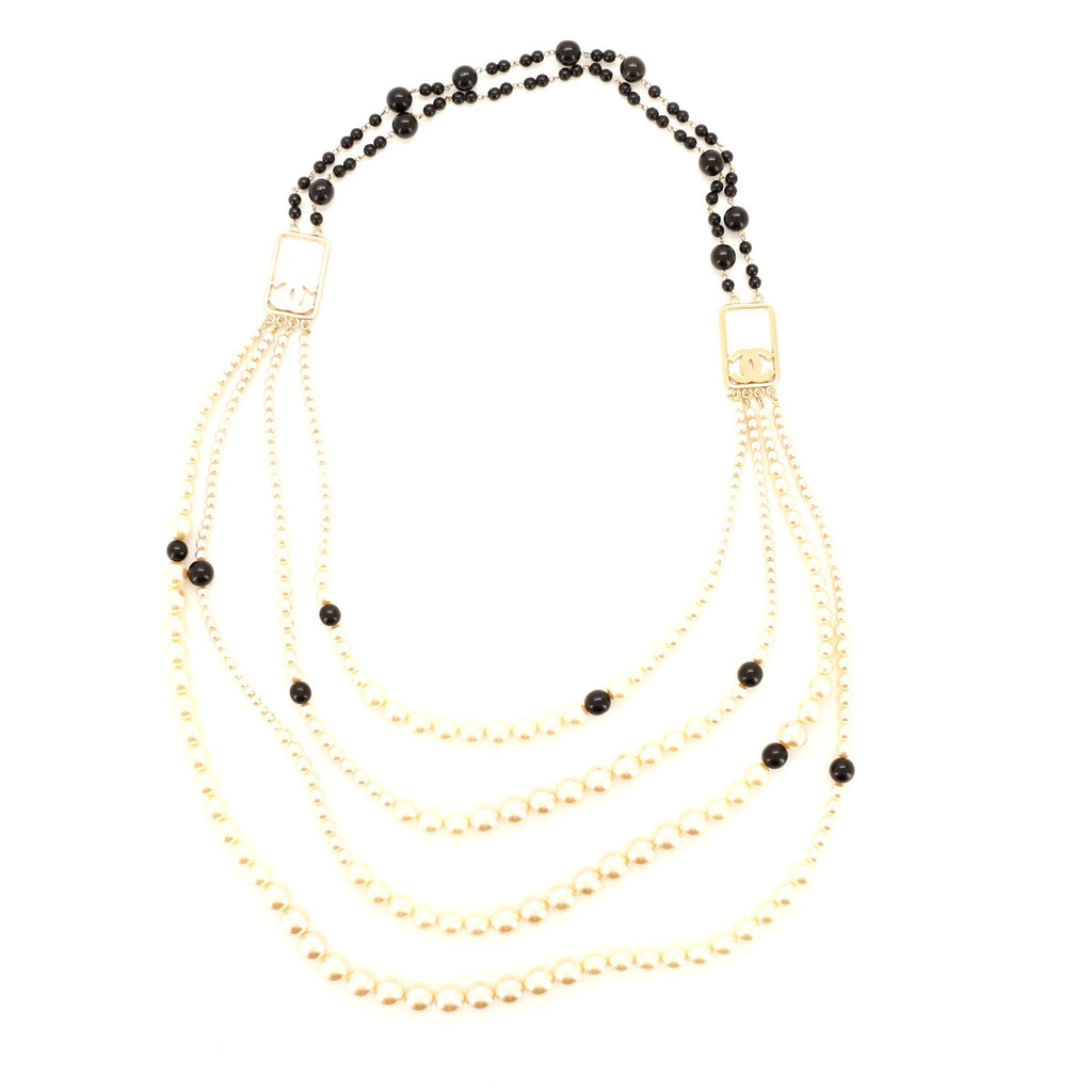 CC Multiple Strand Necklace Faux Pearls and Beads