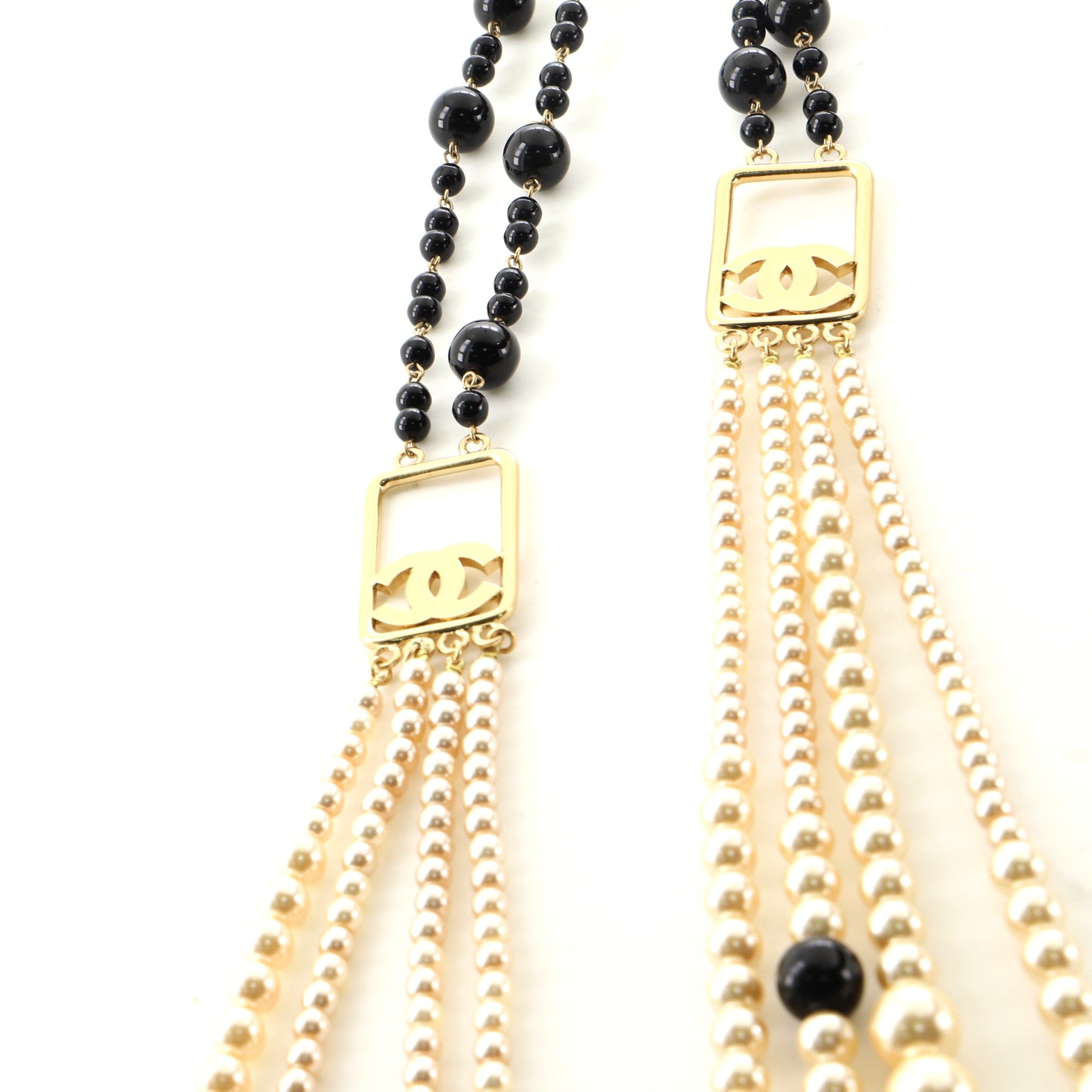 CC Multiple Strand Necklace Faux Pearls and Beads