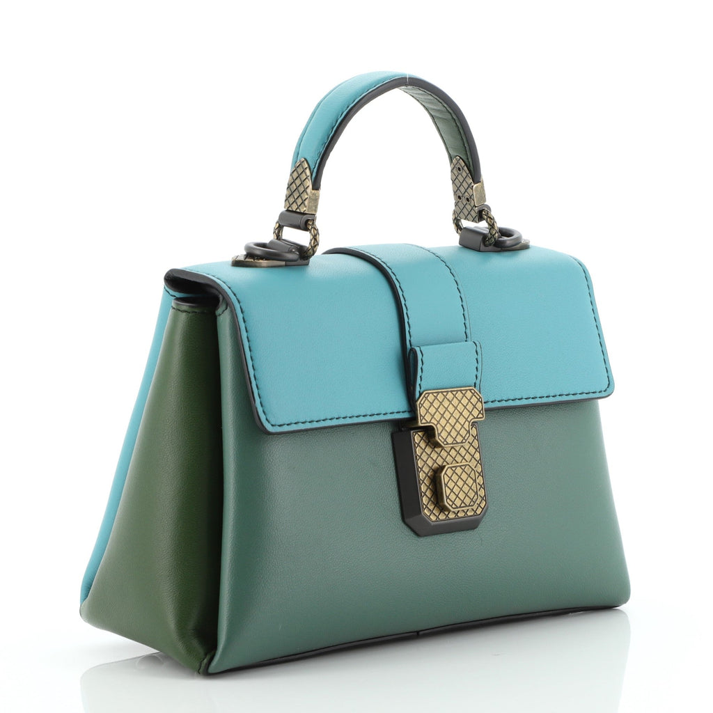 Piazza Top Handle Bag Leather with Intrecciato Detail Mini