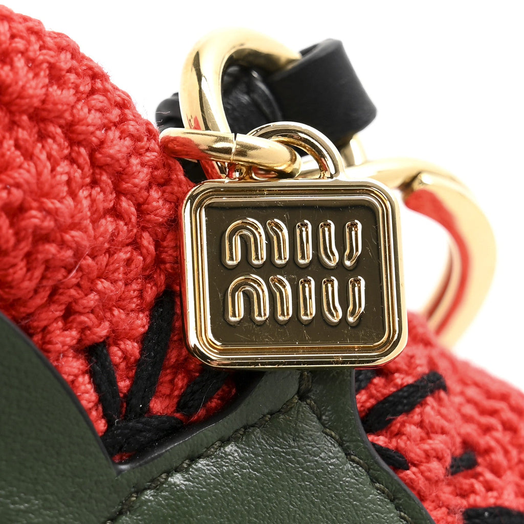 Soft Calf Crochet Trick Bag Charm Rosso