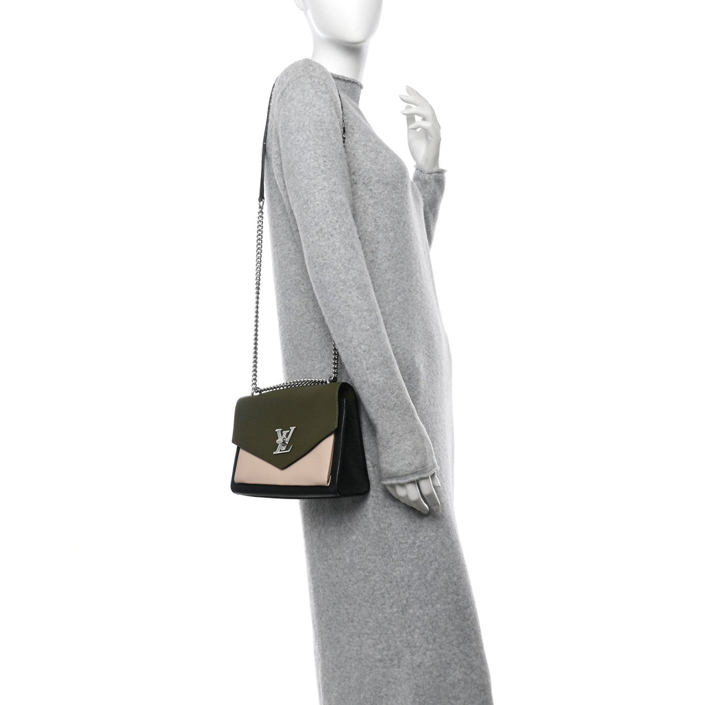 Soft Calfskin Mylockme Chain Bag BB Smokey Brown Green