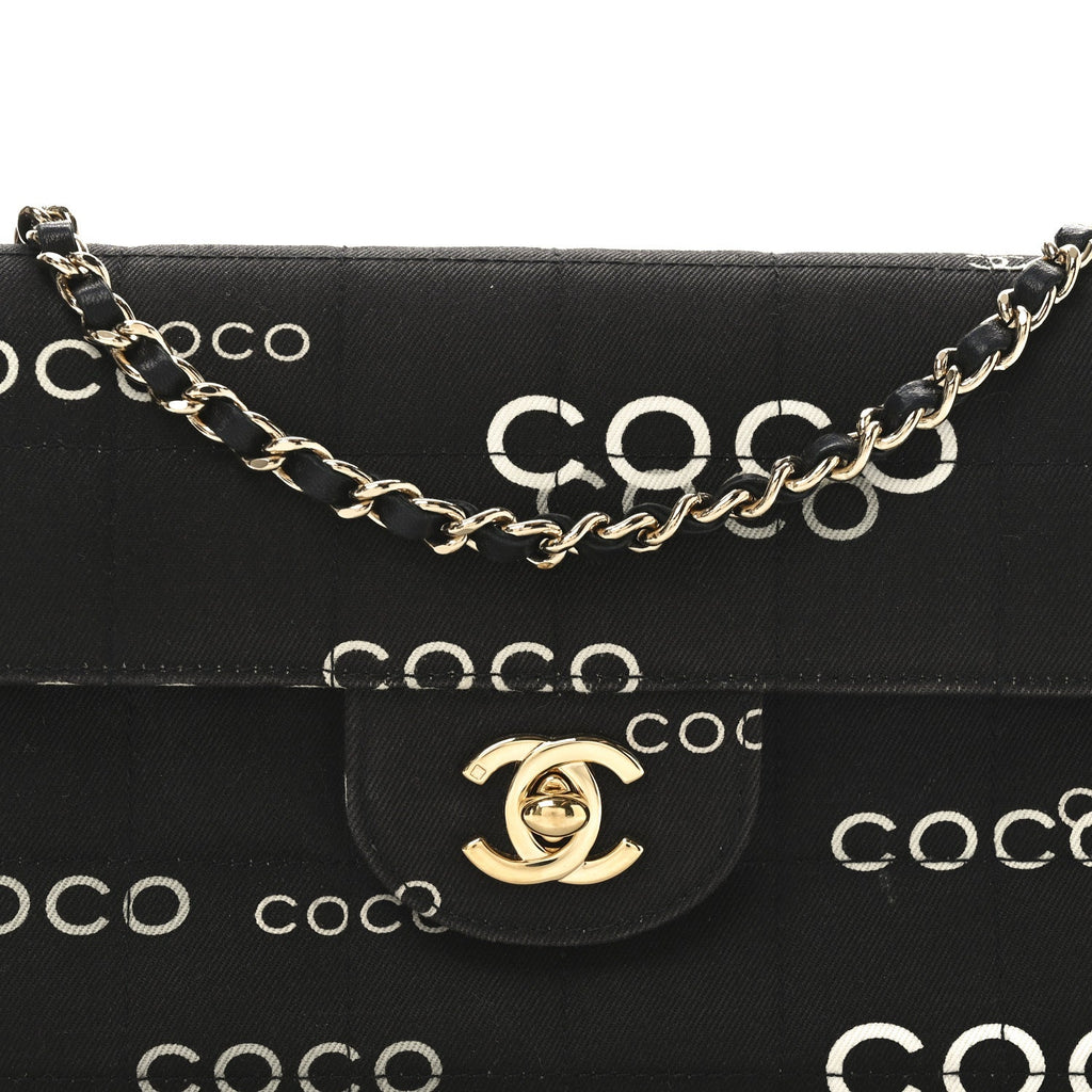 Canvas Square Quilted Coco East West Flap Black