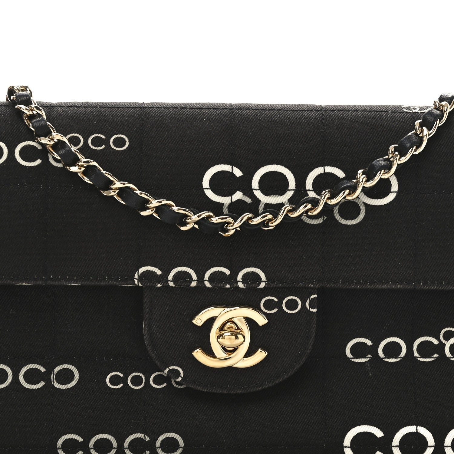 Canvas Square Quilted Coco East West Flap Black