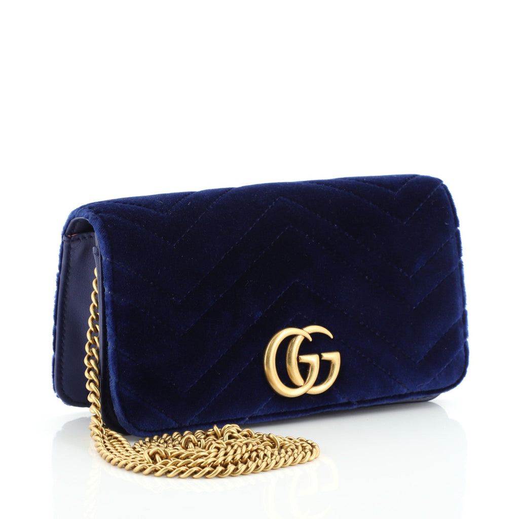 GG Marmont Chain Flap Bag Matelasse Velvet Mini