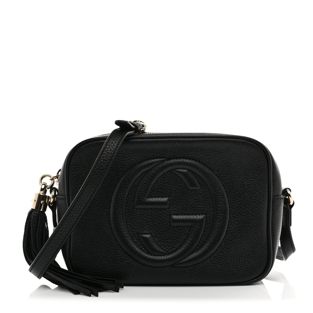Pebbled Calfskin Small Soho Disco Bag Black