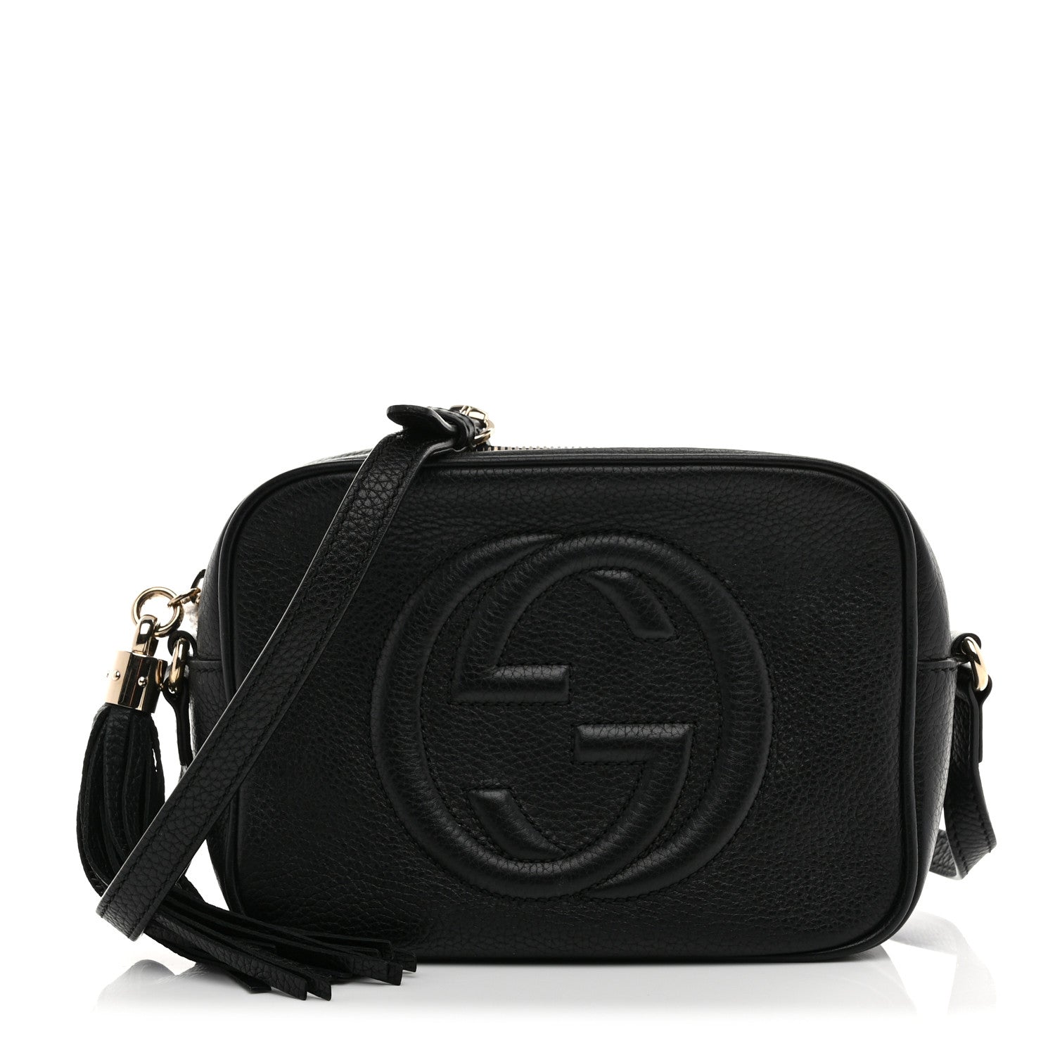 Pebbled Calfskin Small Soho Disco Bag Black