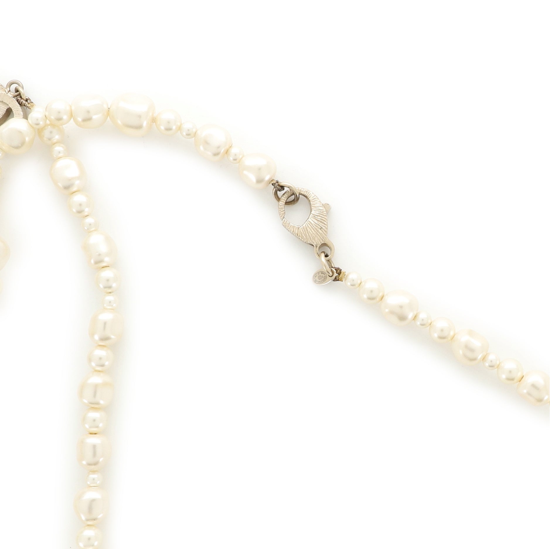 CC Long Necklace Faux Pearls and Metal