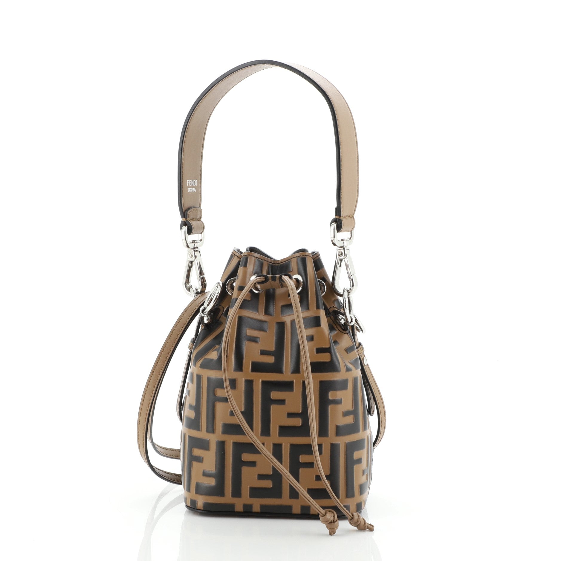 Mon Tresor Bucket Bag Zucca Embossed Leather Mini