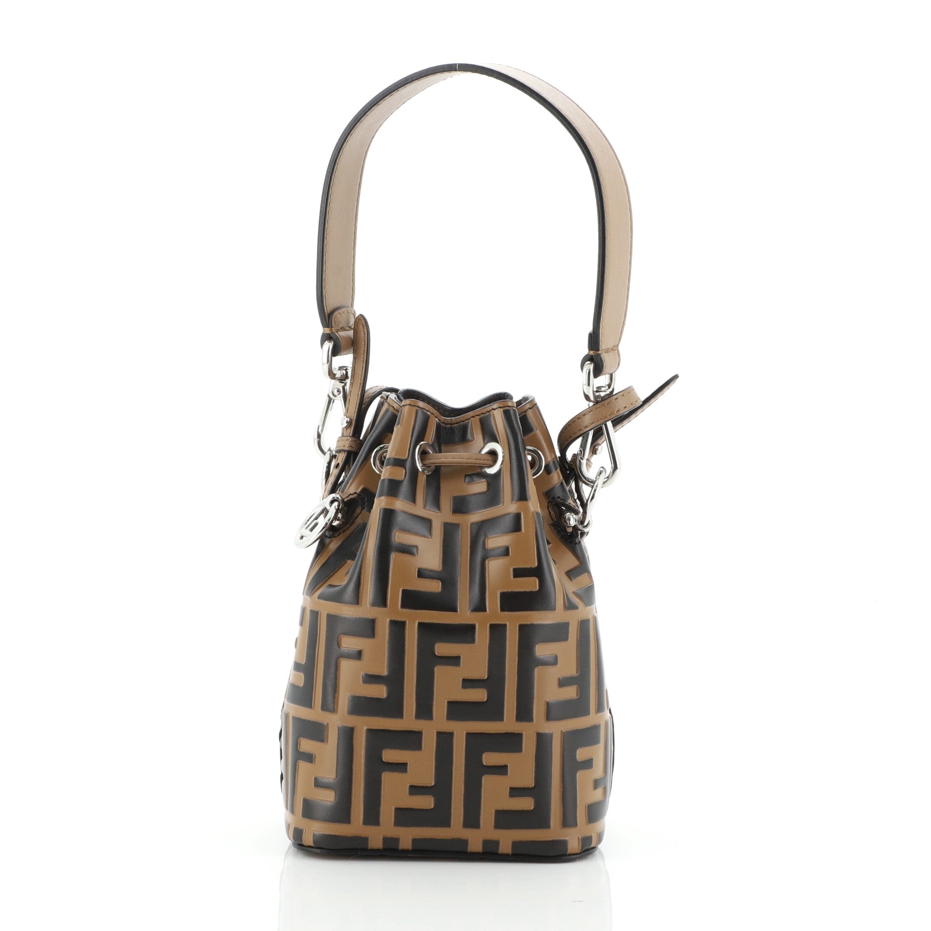 Mon Tresor Bucket Bag Zucca Embossed Leather Mini