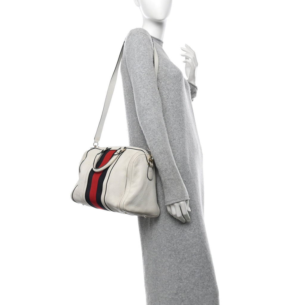 Calfskin Vintage Web Medium Boston White