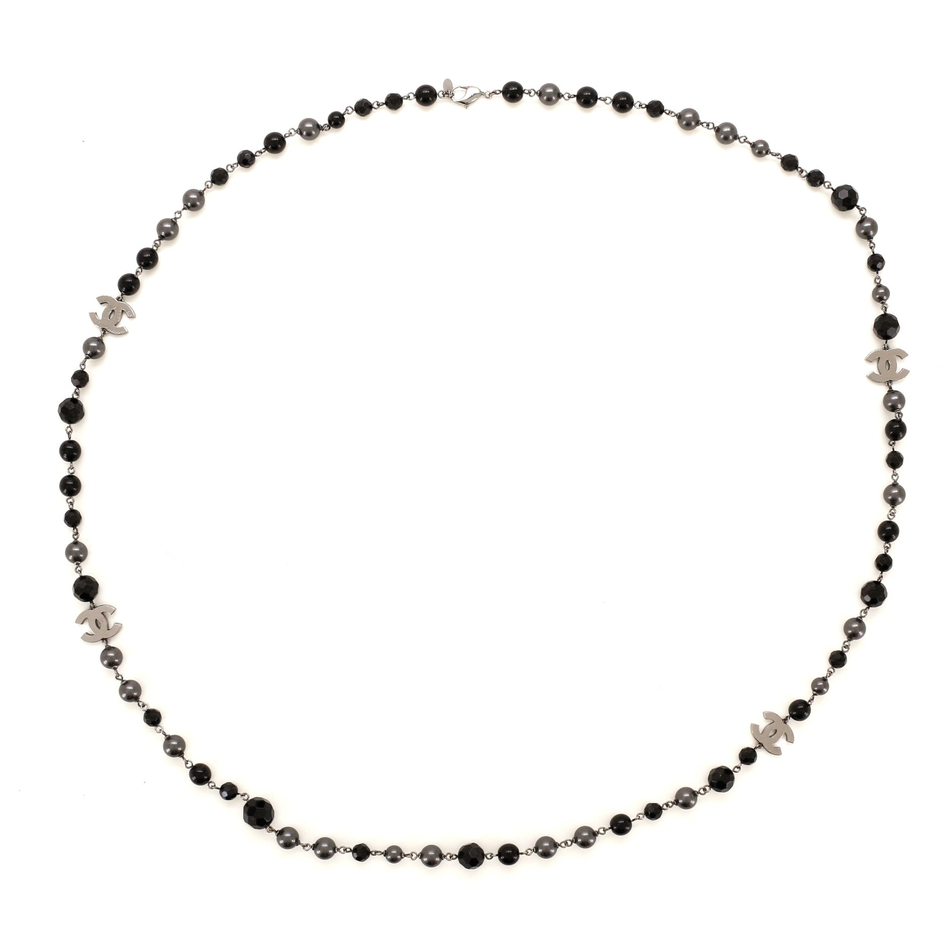 CC Long Necklace Faux Pearls and Beads