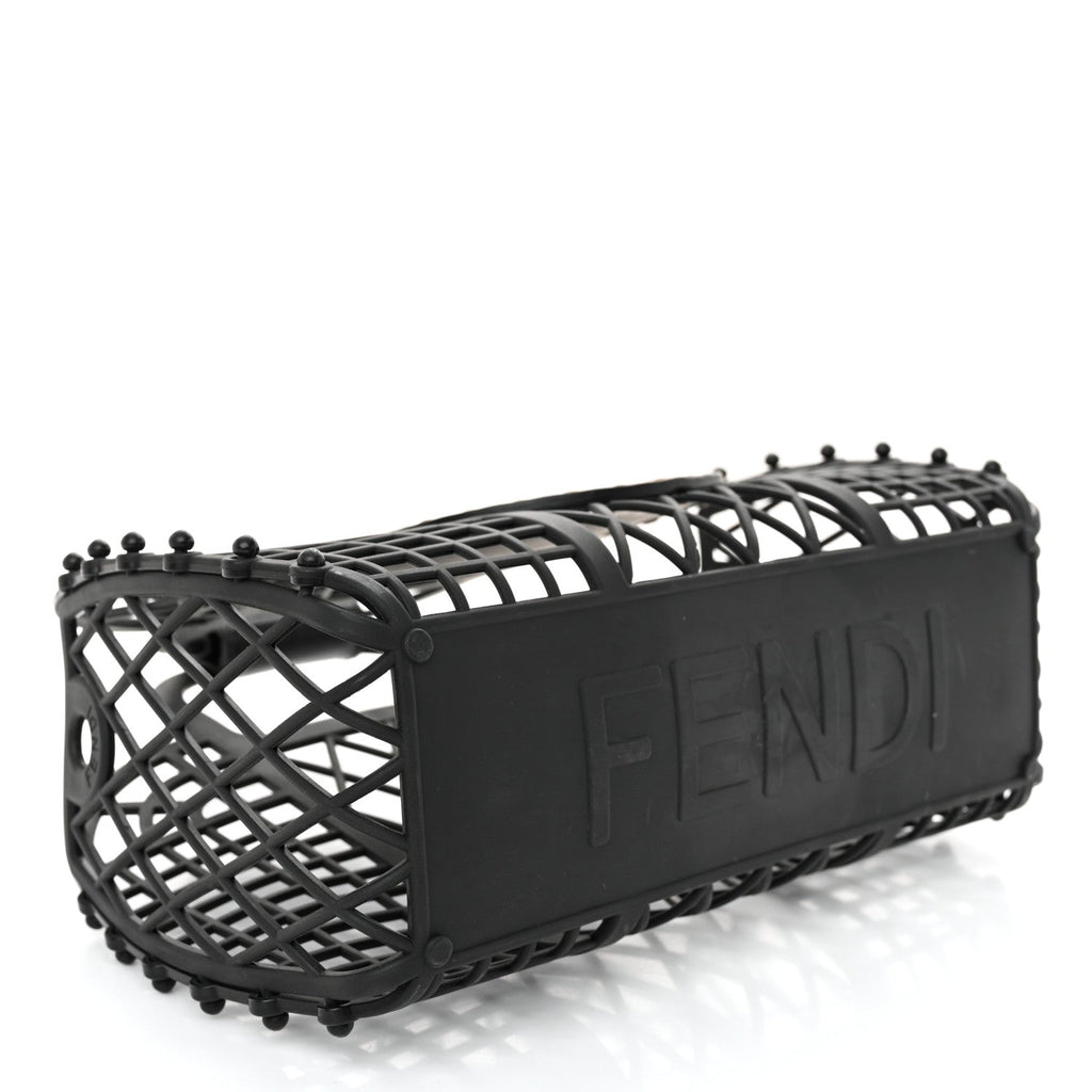 Recycled Plastic Vitello Liberty Matte Small Fendi Basket Black Miele Scuro