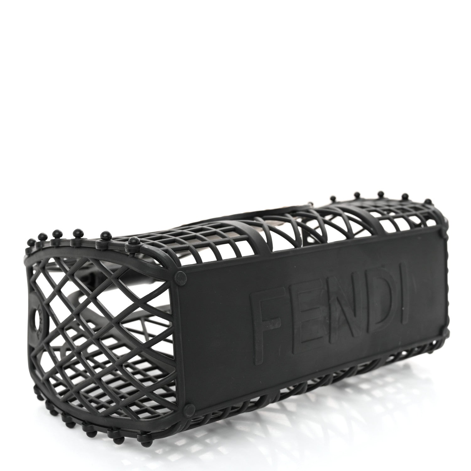 Recycled Plastic Vitello Liberty Matte Small Fendi Basket Black Miele Scuro