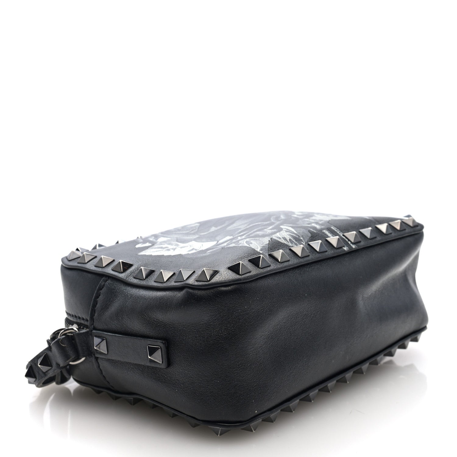 X UNDERCOVER Calfskin Rockstud Rose Print Camera Crossbody Bag Black