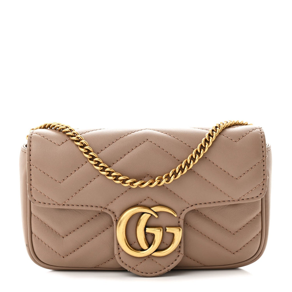 Calfskin Matelasse Super Mini GG Marmont Shoulder Bag Porcelain Rose