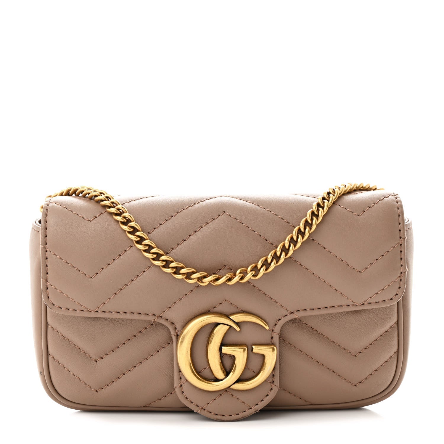 Calfskin Matelasse Super Mini GG Marmont Shoulder Bag Porcelain Rose