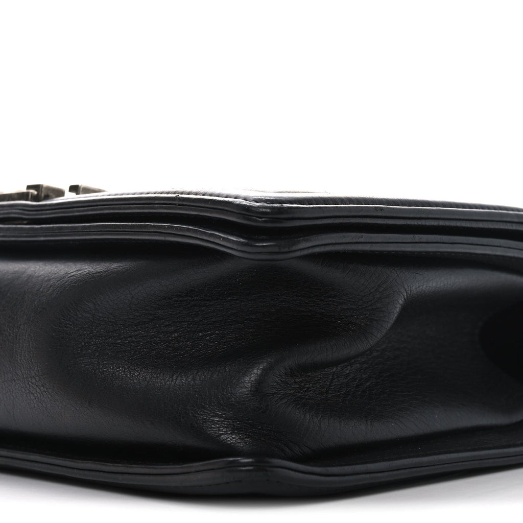 Calfskin Quilted Small Boy Flap Black