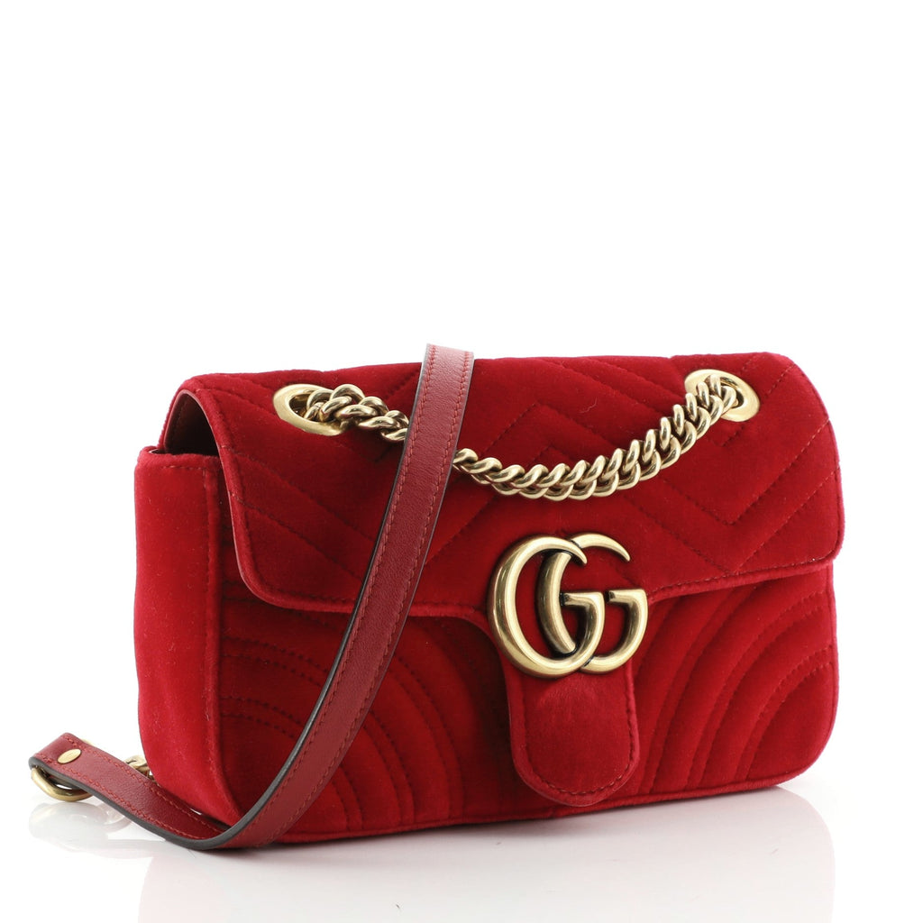 GG Marmont Flap Bag Matelasse Velvet Mini