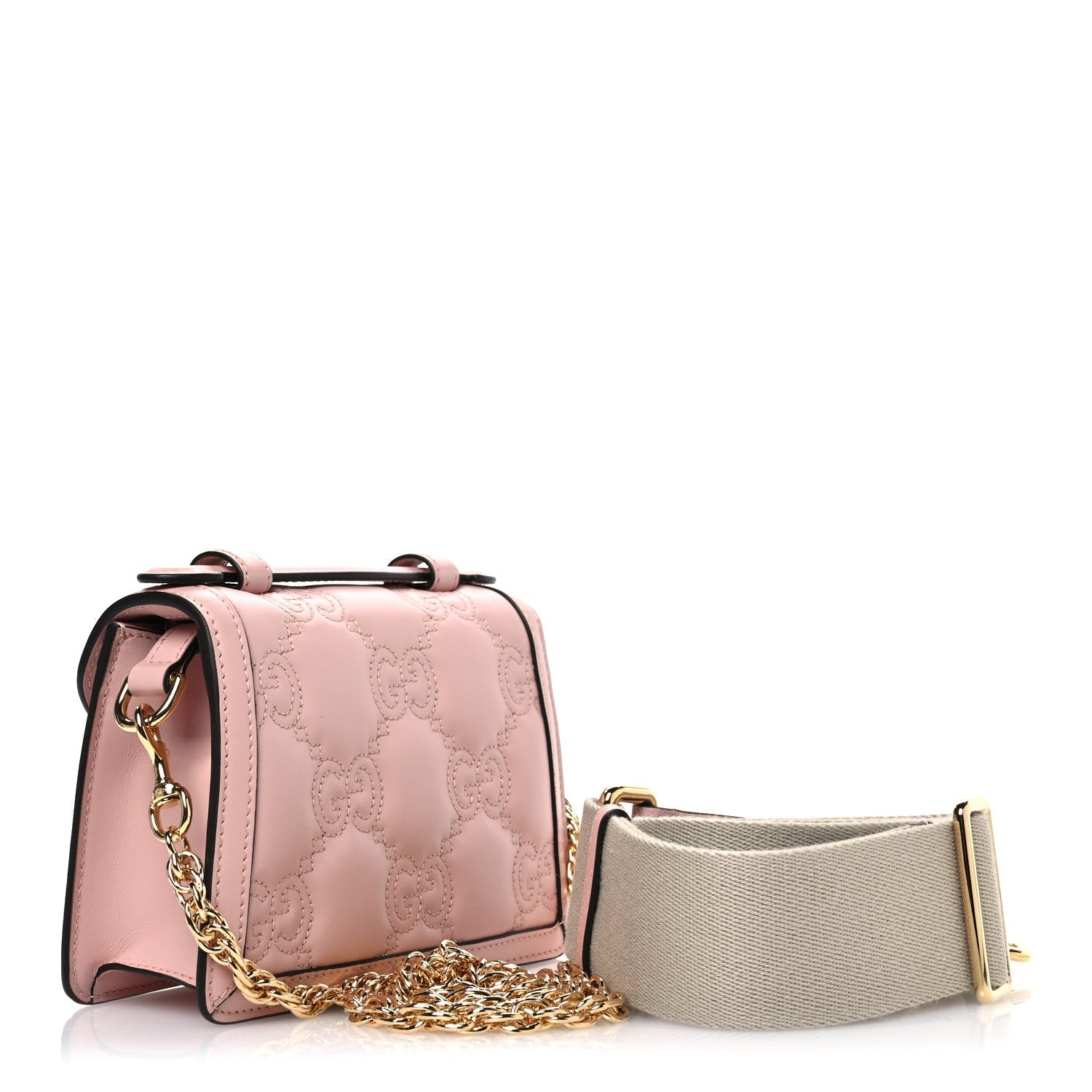 Calfskin GG Matelasse Mini Top Handle Shoulder Bag Perfect Pink Natural