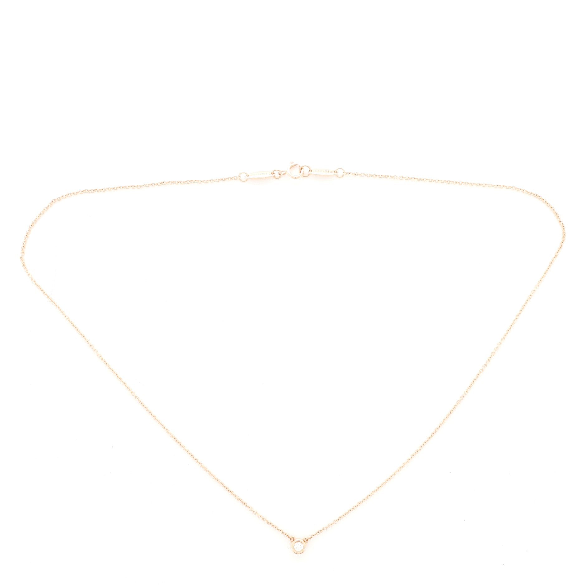 Elsa Peretti Diamonds By The Yard Pendant Necklace 18K Rose Gold and Diamonds