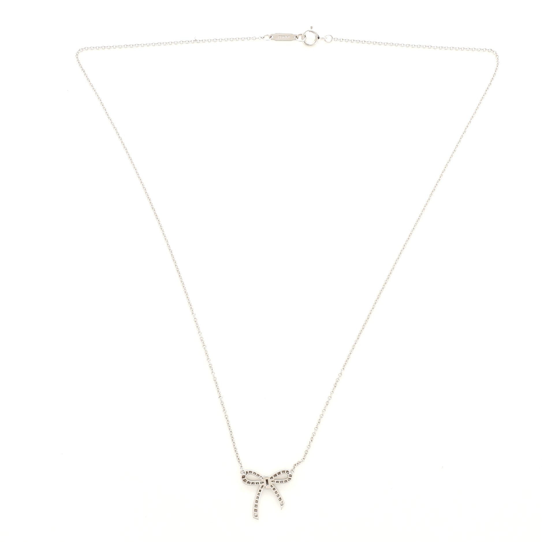 Bow Pendant Necklace Platinum and Diamonds