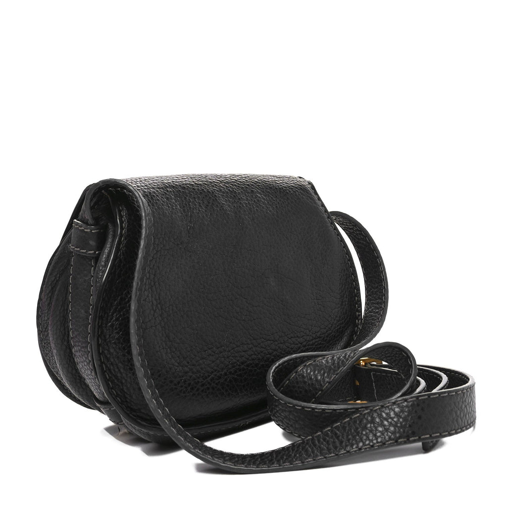 Calfskin Mini Marcie Round Crossbody Bag Black