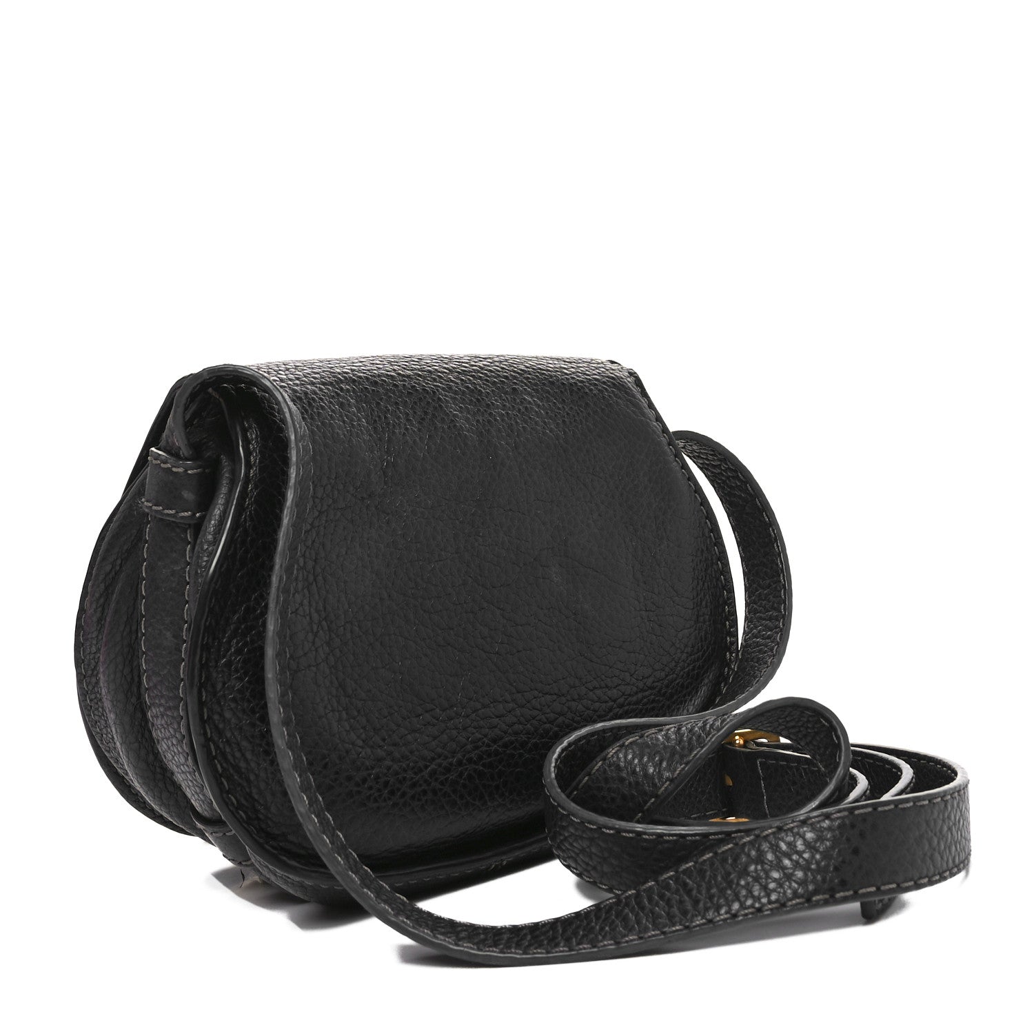 Calfskin Mini Marcie Round Crossbody Bag Black