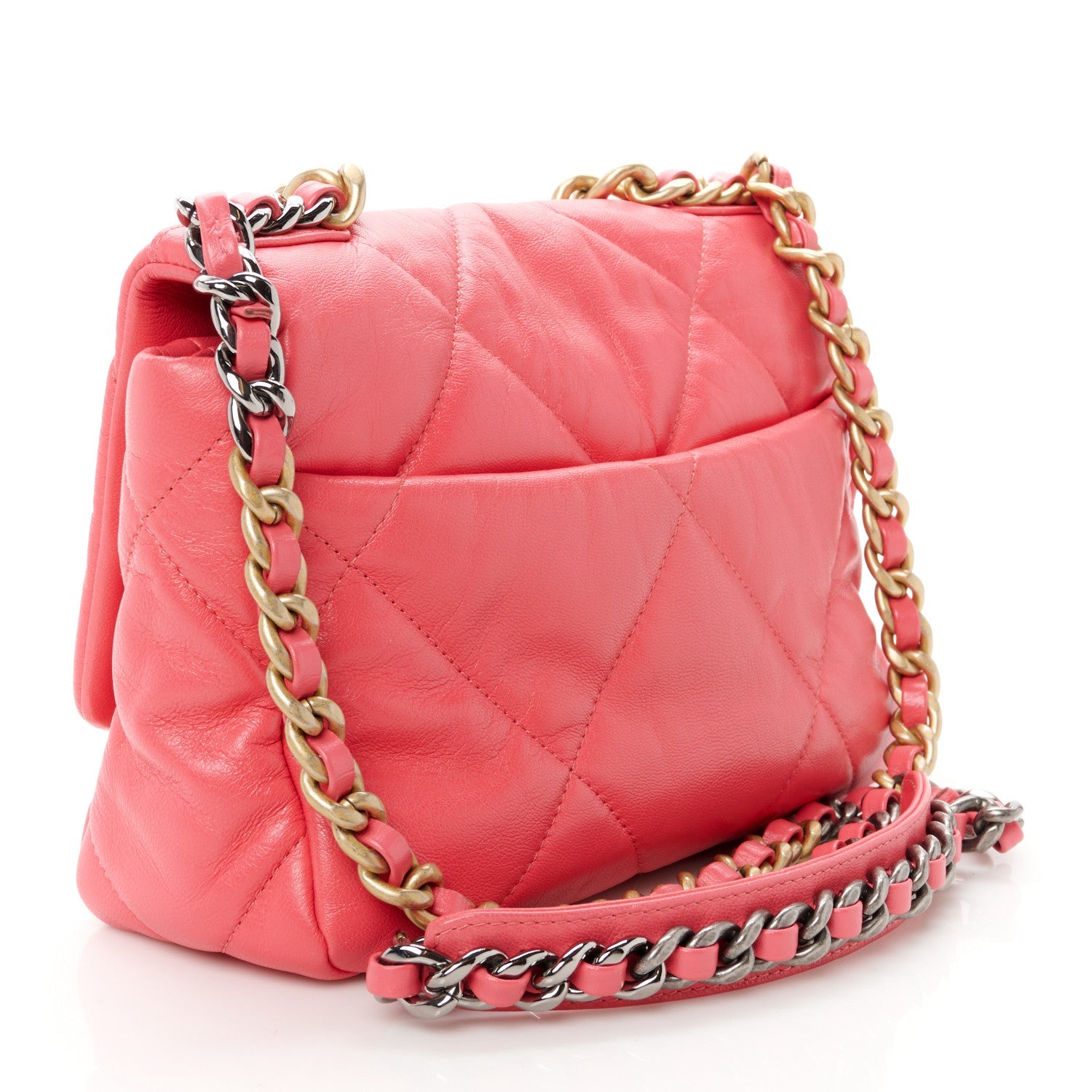 Lambskin Quilted Medium Chanel 19 Flap Dark Pink