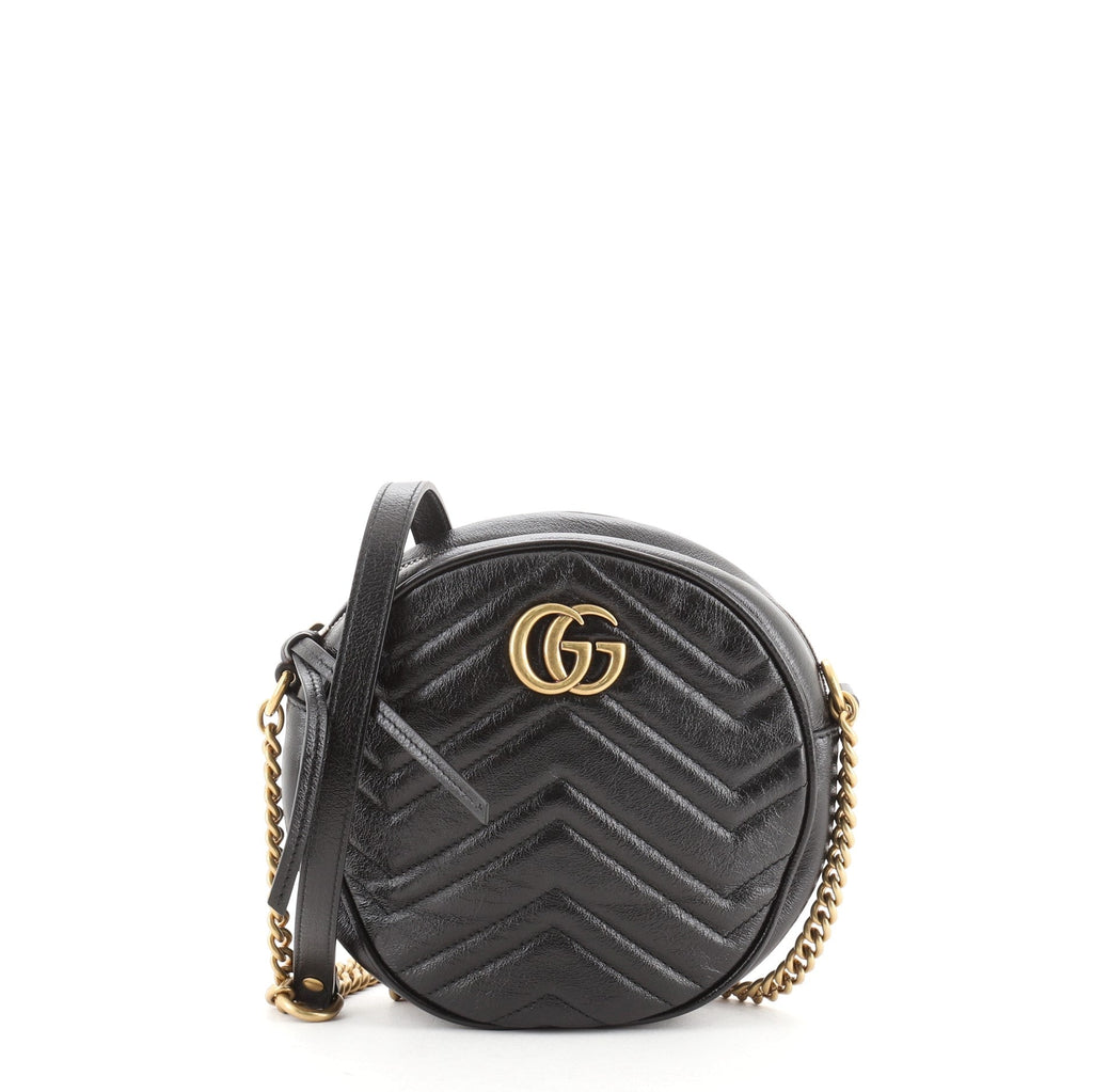 GG Marmont Round Shoulder Bag Matelasse Leather Mini
