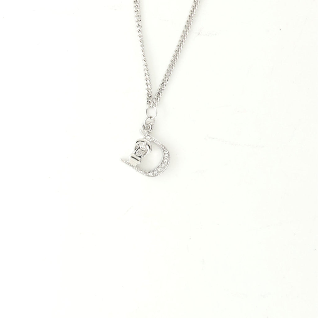 D Buckle Pendant Necklace Metal with Crystal